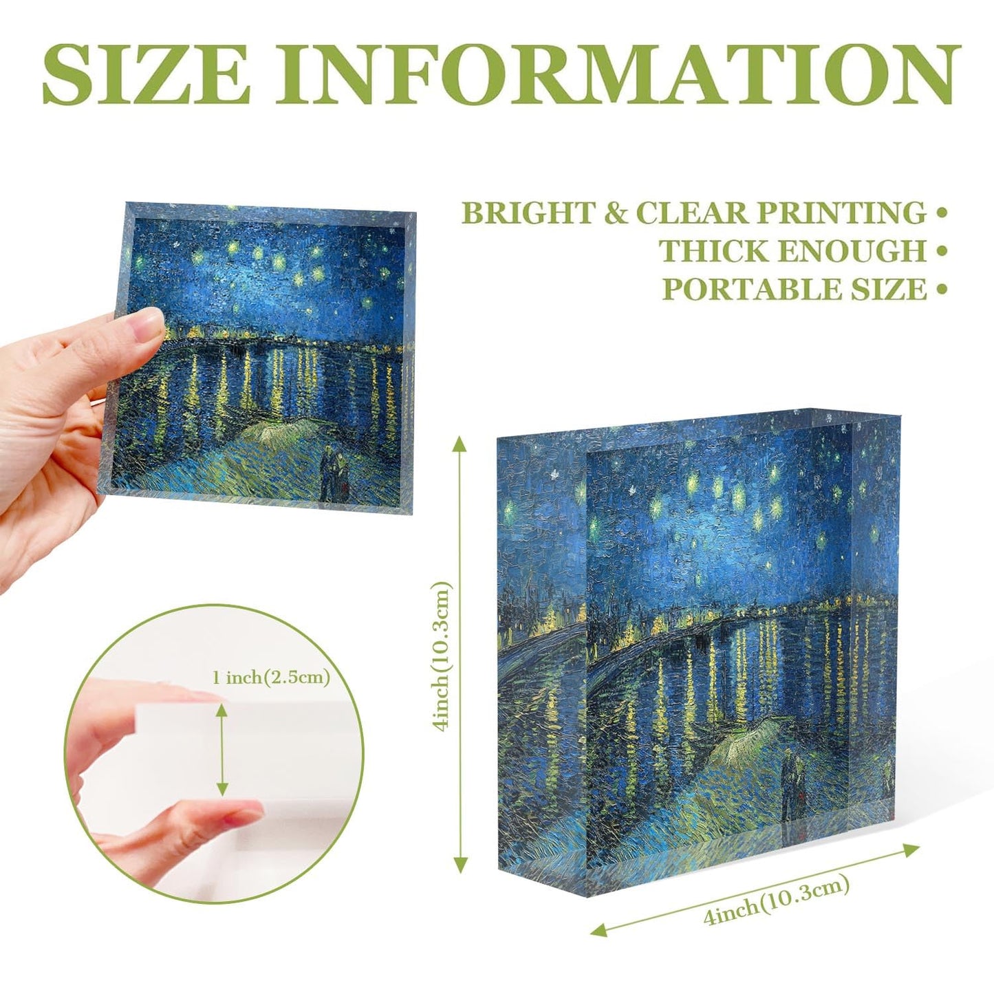 NOHSHE Clear Acrylic Decor Night View of The Rhone River Valentine's Day Present - Housewarming Presents - Presents for Mom,Sisters and Friends Positive Wall Plaque 4'' x 4''