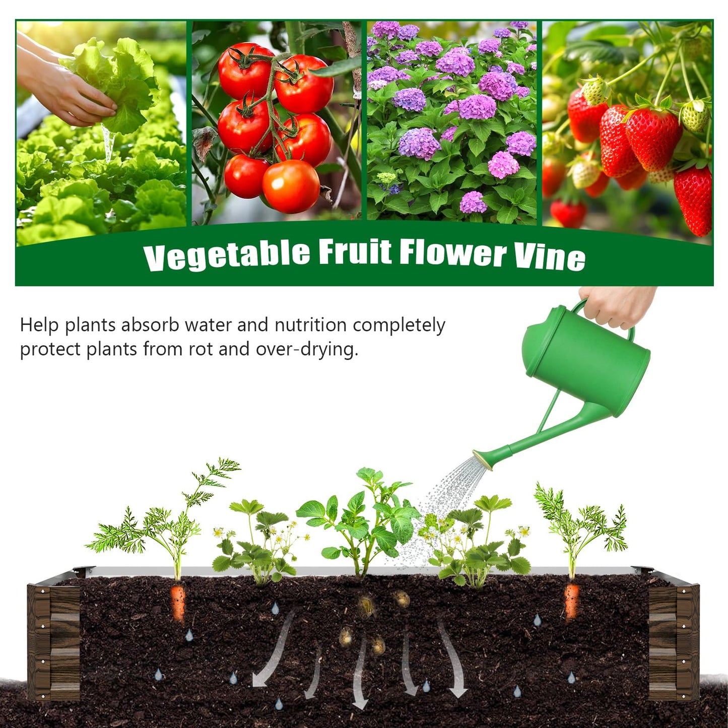 SUNYRISY Galvanized Raised Garden Bed with 87" H Arch Trellis for Climbing Plants Outdoor, Large Metal Planter Box with Netting for Gardening Flowers Vegetables Fruit, Wood Grain