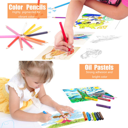 KINSPORY 278 PCS Art Set for Kids, Deluxe Coloring Drawing Art Supplies Case Gift for Teens Boys Girls 4 5 6 7 8 9 10 11 12