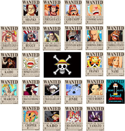 TYZZHOA 25PCS Anime [OP] Wanted Posters 30×21cm, New Bounty Edition, Straw Hat Pirates Crew Nika Luffy 3 Billion, Zoro, Sanji, [OP] Anime Gifts
