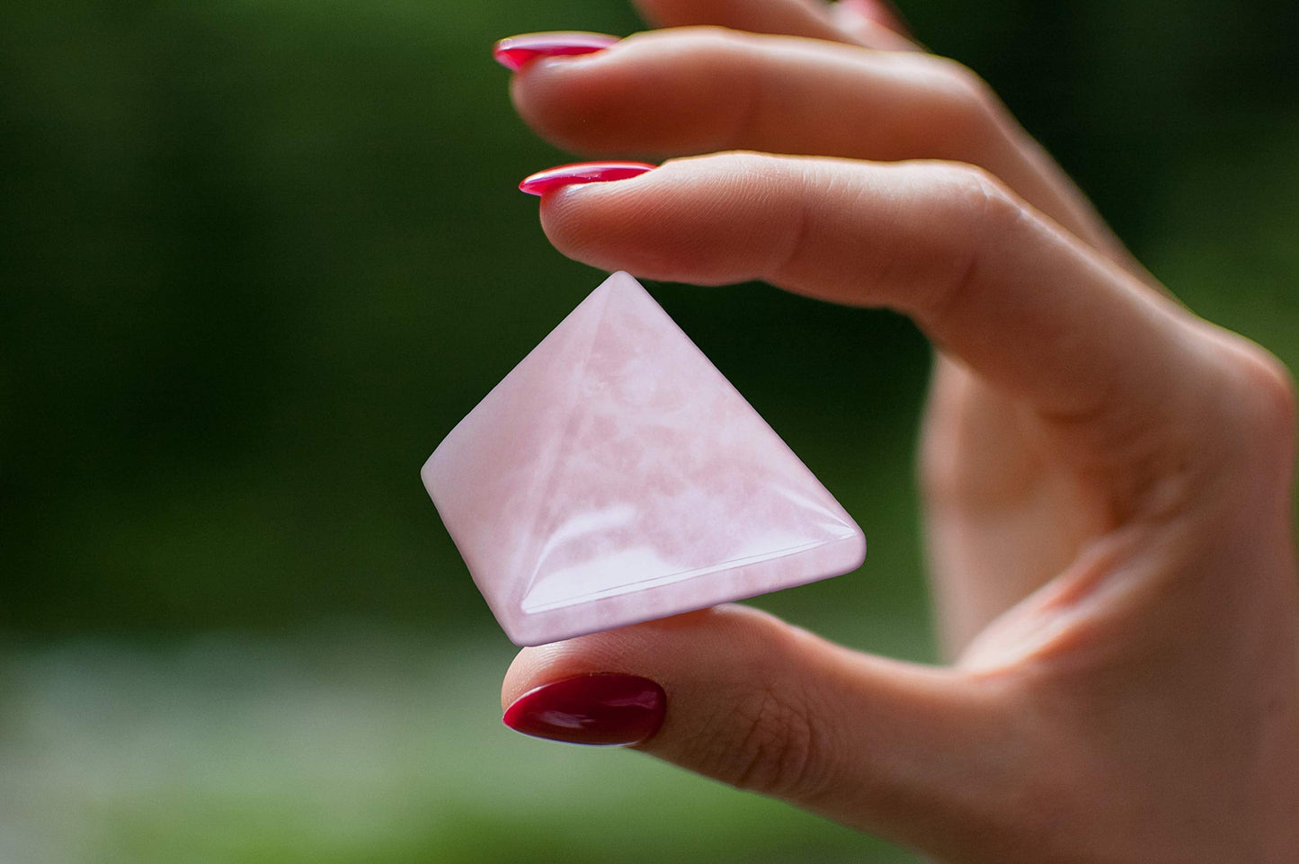 Crystal Pyramid of Natural Rose Quartz Chakra Healing Stone, 1.5 inch