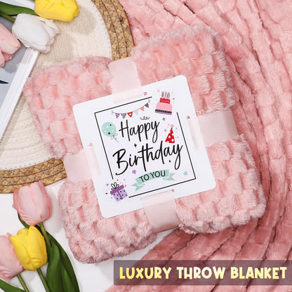 Birthday Gifts for Women Friendship, Unique Happy Birthday Gifts Basket for Mom Her Best Friend Sister Wife Girlfriend Coworker, Luxury Self Care Box Rose Relaxing Spa Gifts Set for Women with Blanket