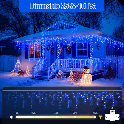JMEXSUSS 400 LED Blue Icicle Lights for Outdise, 38.8 FT Christmas Icicle Lights Indoor Outdoor with 80 Drops, Blue Christmas Light with Remote Plug in for House Fireplace Christmas Decorations