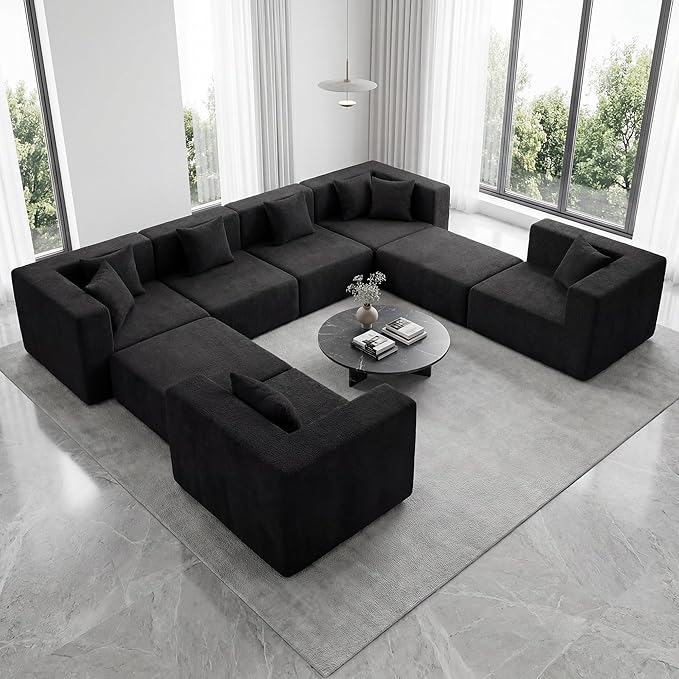 MONVANE Modular Sectional Sofa, Oversized 8 Seat Convertible U Shaped Couch