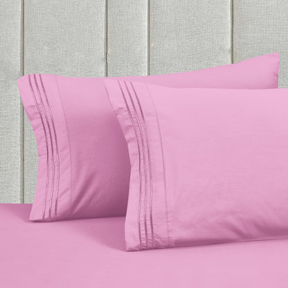 Mocassi Full Size 4-Piece Bed Sheet Set - 1800 Premium Hotel Quality Microfiber 18-24 Inches Extra Deep Pocket Fitted Sheet- Luxury Soft, Breathable, Wrinkle, and Fade Resistant, Light Pink