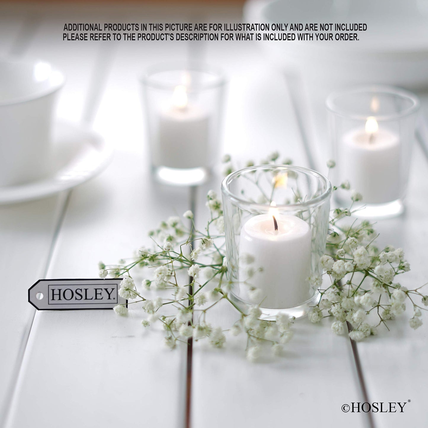 Hosley Set of 12 Glass Votive/Tealight Candle Holders – Clear Decorative Cups for Weddings, Table Centerpieces & Home Décor – Fits Tealight & Votive Candles