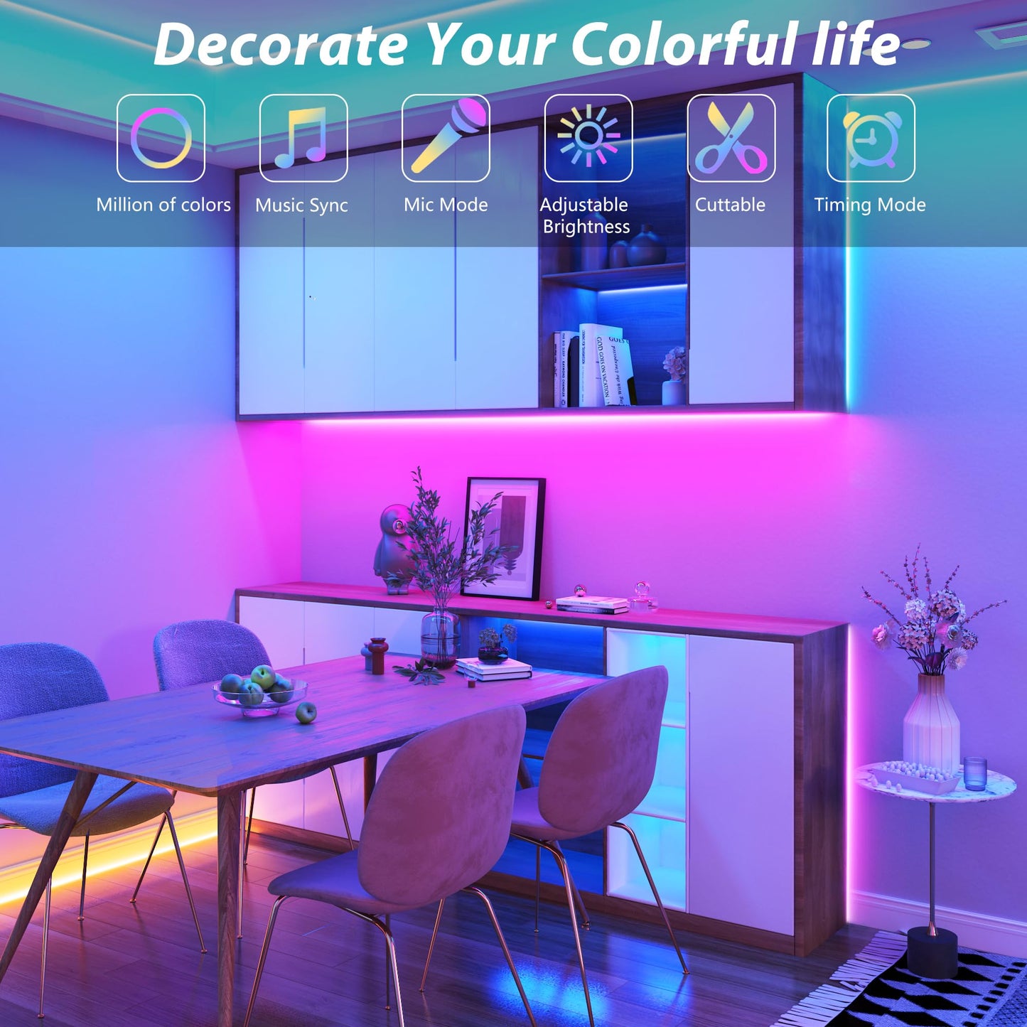 Ledagic 200 ft LED Lights for Bedroom Music Sync RGB LED Strip Lights with APP & Remote Control LED Lights for Room Home Party Christmas Wall Decor (2 Rolls of 100ft)