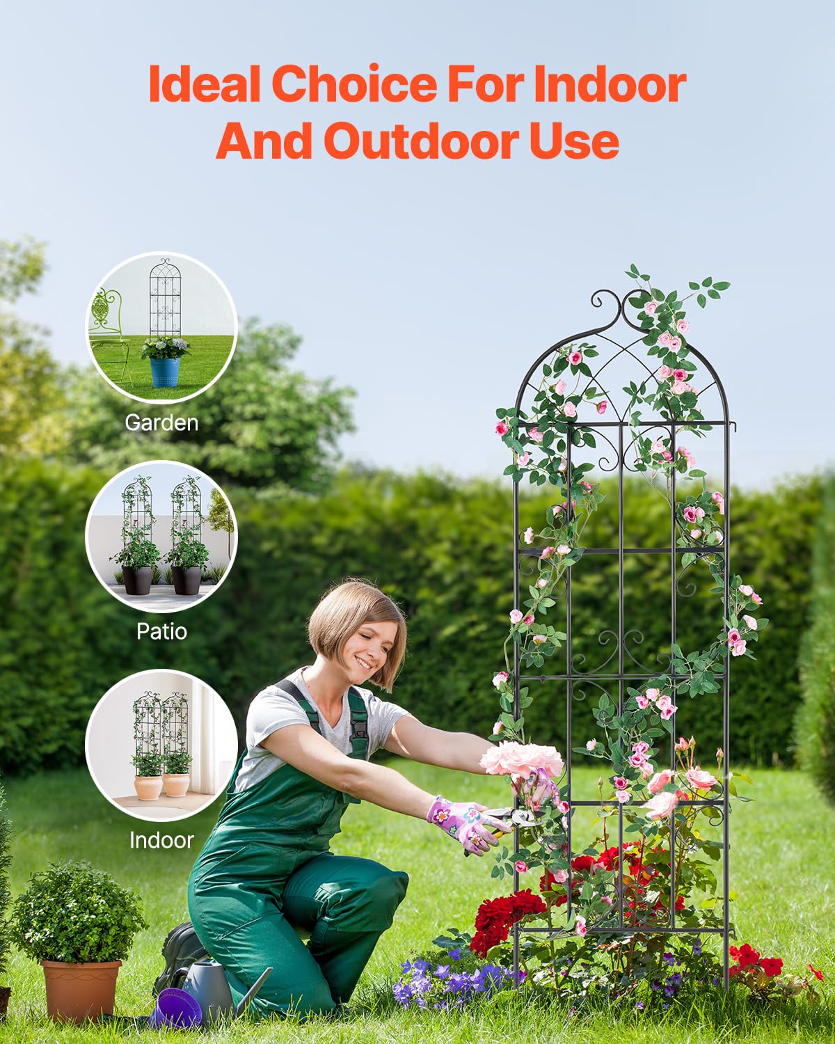 VEVOR 71 x 20 in, 2 Packs Rustproof Metal Garden Flower Trellis, Outdoor Climbing Rose & Cucumber Support, Decorative Clematis Trellis for Courtyards & Lawns