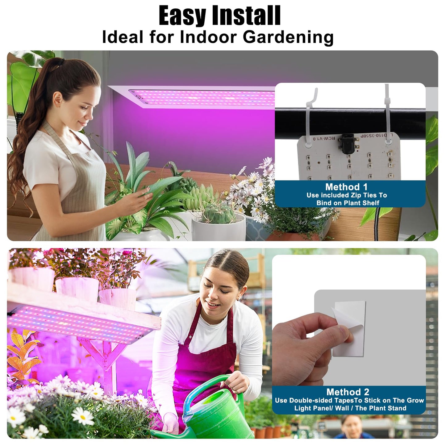 Grow Lights for Indoor Plants Full Spectrum,Plant Lights with Auto Timer 3/9/12H Grow Light for Under Cabinet Plant, 10 Dimmable Levels, Grow Lamp Panel Grow Lights for Seed Starting(4P)