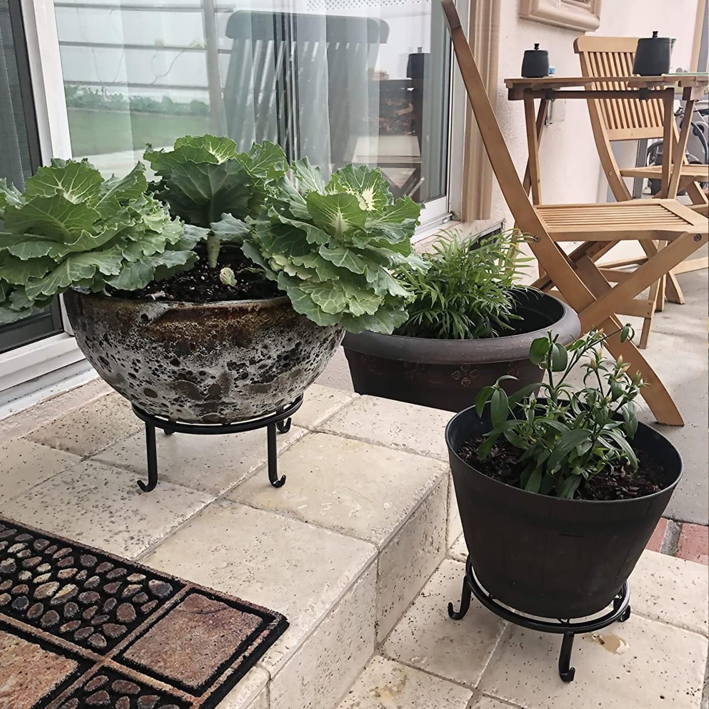 Autopromake 5 Pack Metal Plant Stands,Heavy Duty Potted Holder for Flower Pot,Indoor Outdoor Metal Rustproof Iron Garden Container Round Supports Rack for Planter