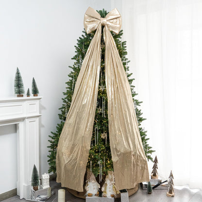 Hismir Christmas Tree Topper Bow，67x16 Inch Extra Large Room Decor Ribbon Bow for Wedding Engagement Birthday Party，Giant Xmas Bow Decorations for Home Wreath Door Wall(Champagne Gold)