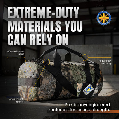 175L Extreme Duffel Bag, Heavy-Duty Gear Bag, 1050D Tuff Cloth, Diamond Ripstop, Reinforced Stitching - Green (18” x 42")