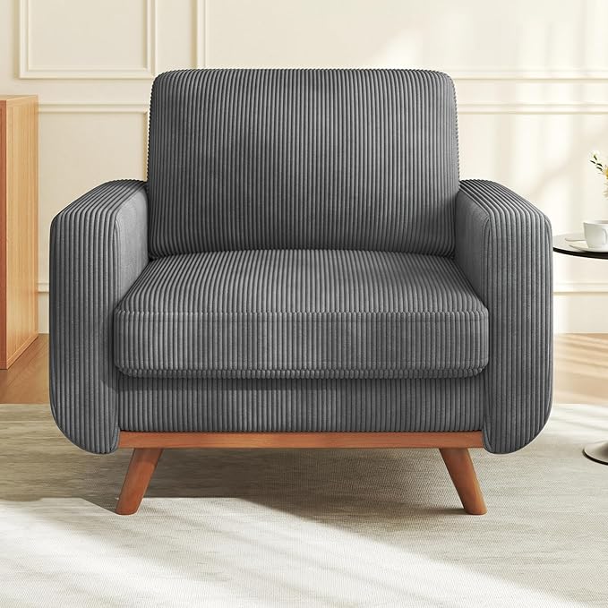 Vesgantti 38.5" Accent Chair Dark Gray, Comfy Corduroy Single Sofa Seat