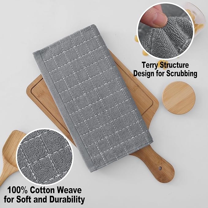 Homaxy 100% Cotton Terry Kitchen Dish Cloths, Ultra Soft and Absorbent Dish