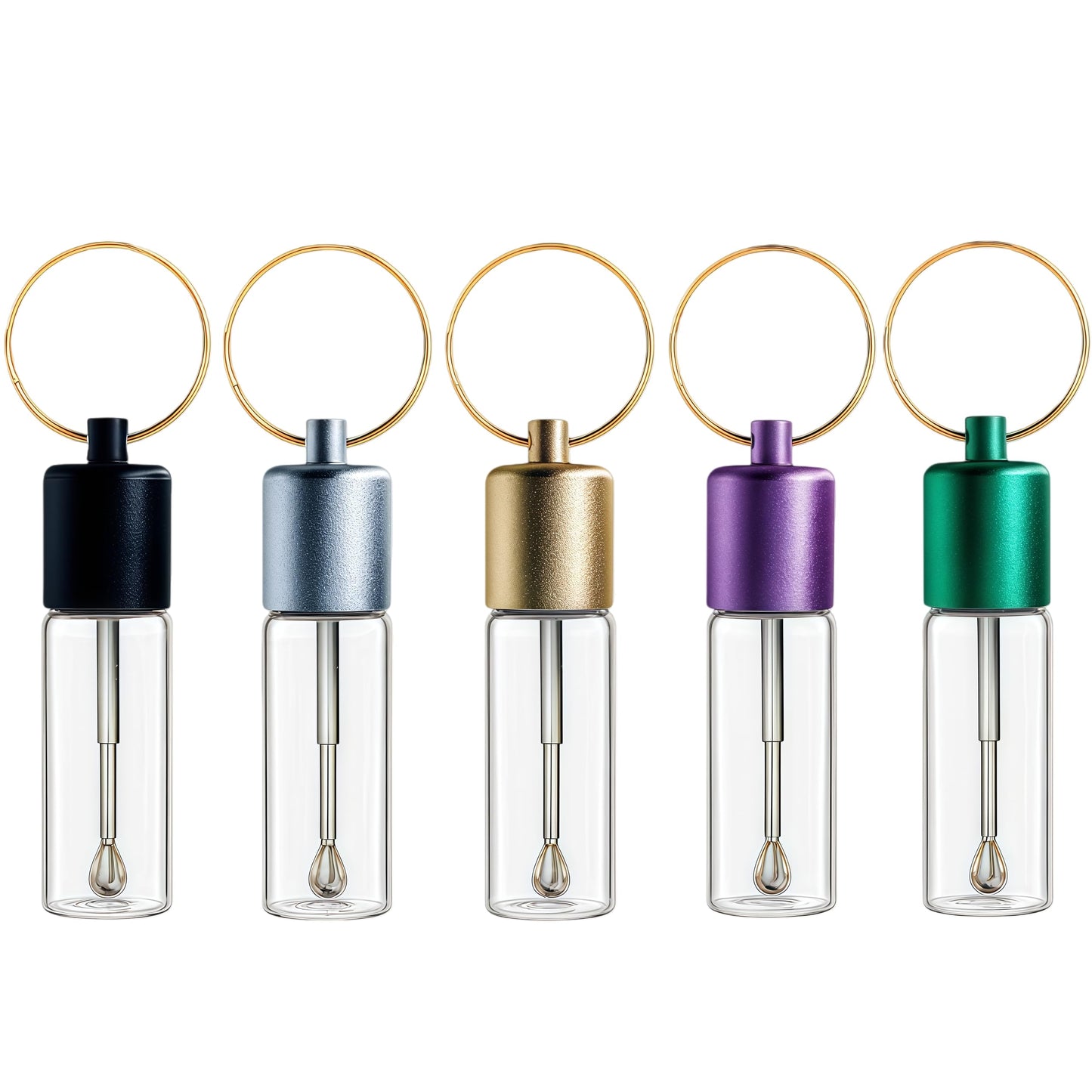 Petrip 5-Pack Travel Glass Spice Jars with Spoon - BPA-FREE Glass Food Storage Containers for Spices, Sugar & Seasonings
