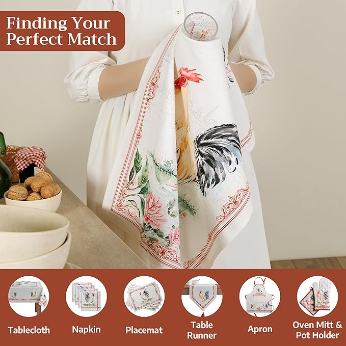 100% Cotton Kitchen Towel Campagne Maison d' Hermine Set of 2 Super Soft Highly