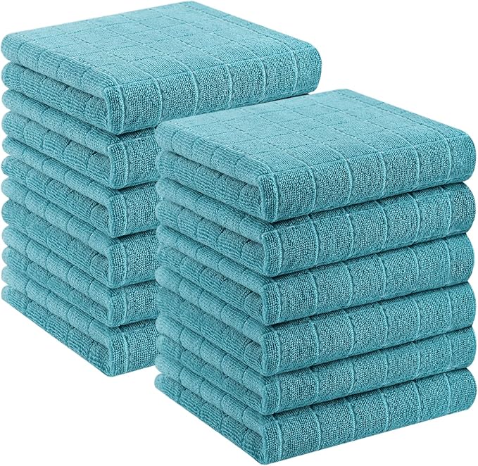 Homaxy 100% Cotton Terry Kitchen Towels, Checkered Designed, Soft and Super