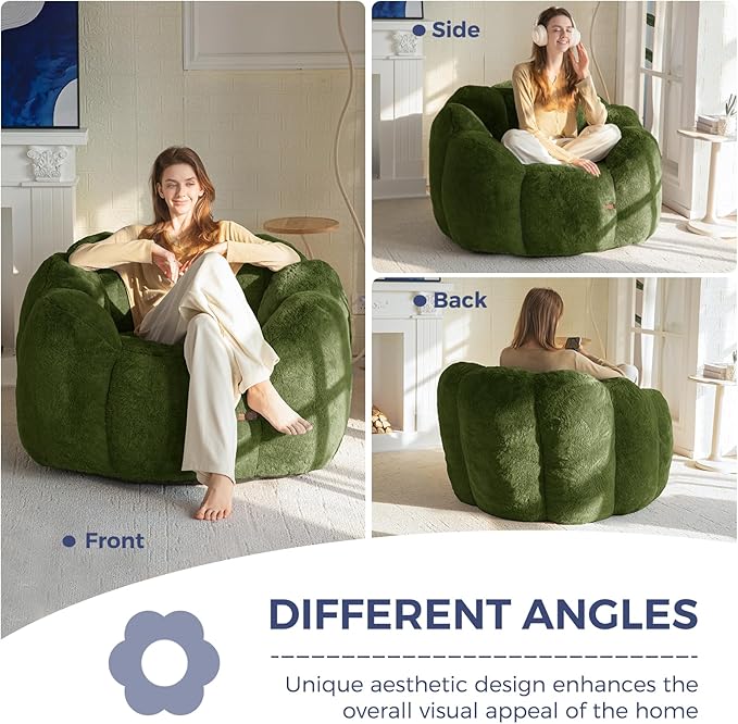 MAXYOYO Bean Bag Chair for Adults, Floral Shaped Bean Bag Sofa, Ultra Soft Faux