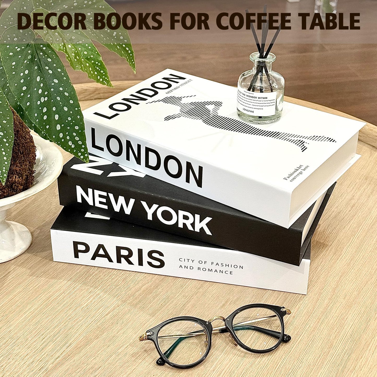 Decorative Books for Home Coffee Table Decor with Stylish Bookshelf and Office Living Room Black and White Fake Books for Decoration Faux Stack Book (Set of 3)
