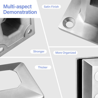 Glass Railing Spigot,10 Pack 304 Stainless Steel 1450g Heavy Duty Square Pool Fence Glass Railing Post Clamp Spigot Floor Mount Rail for Home Garden Stairs Balustrade Balcony