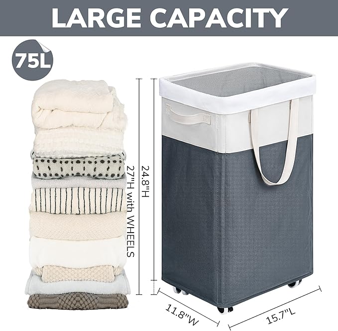 Goodpick Laundry Baskets 2-Pack, 75L Hamper