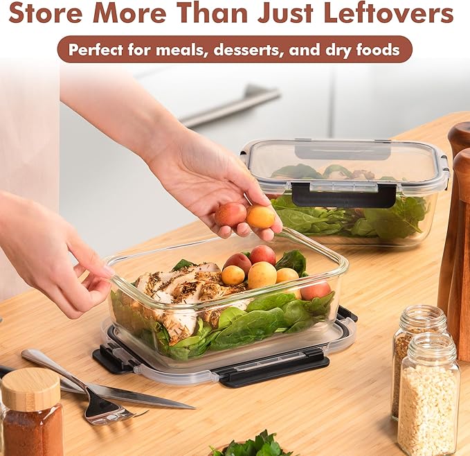 Razab 4 Pcs 1860ml / 63 Oz Large Glass Food Storage Containers