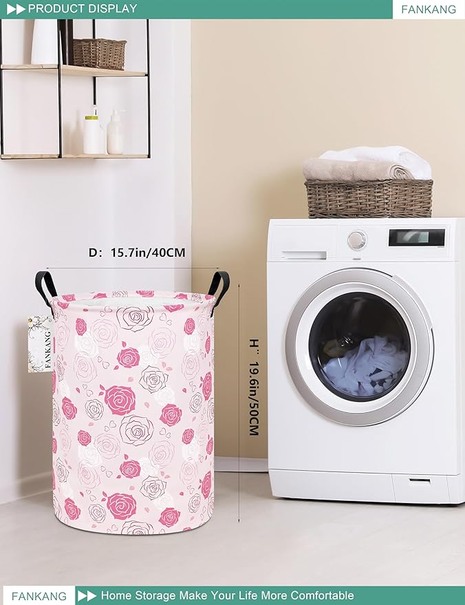 FANKANG Storage Basket, Nursery Hamper Canvas Laundry Basket Foldable