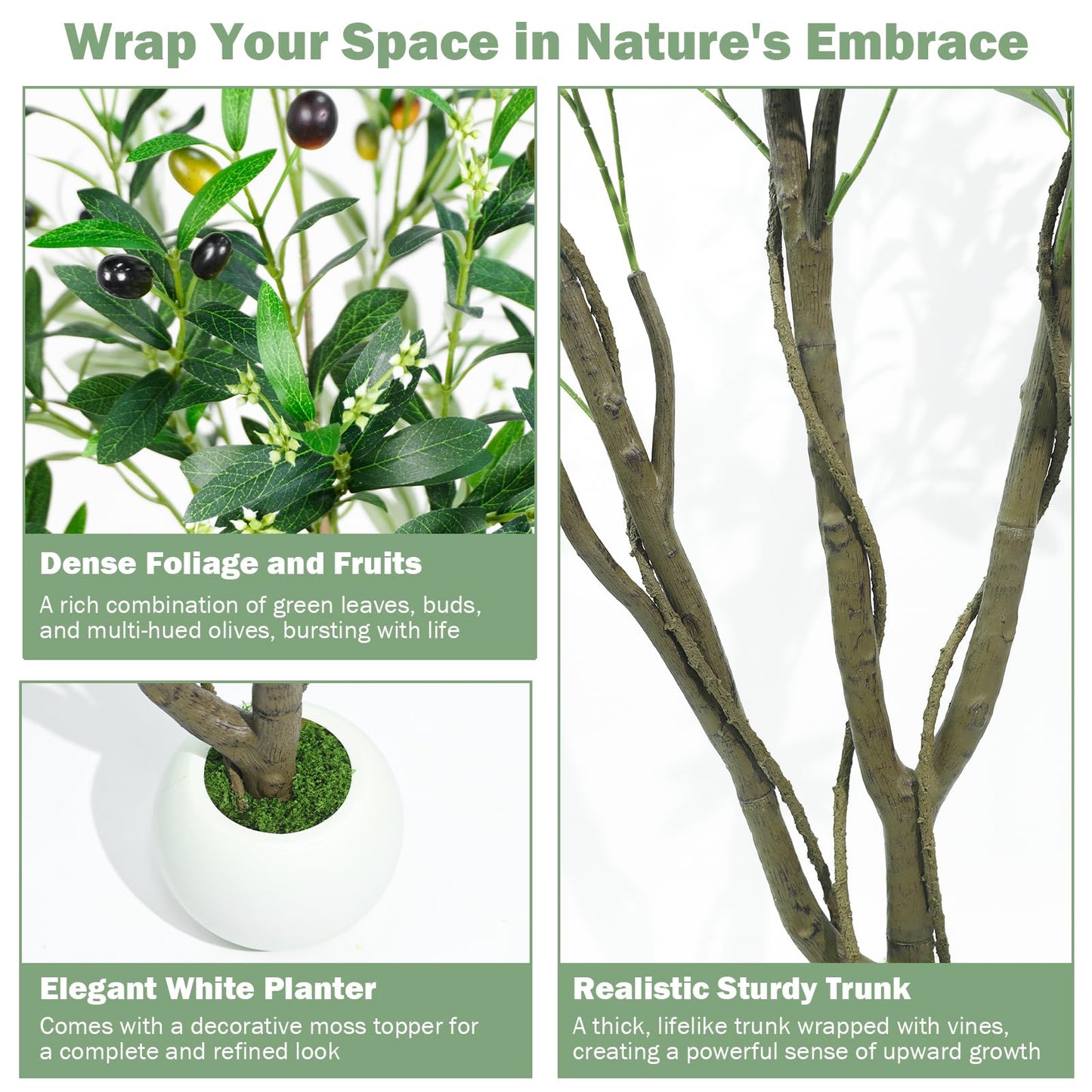 Caxchiling Artificial Olive Tree 5FT, Fake Tree for Indoor Outdoor, Lifelike Faux Large Floor Plants with Heavy Trunk with Vines and Ball-Shaped Pot, Home Office Living Room Bedroom Front Door Decor