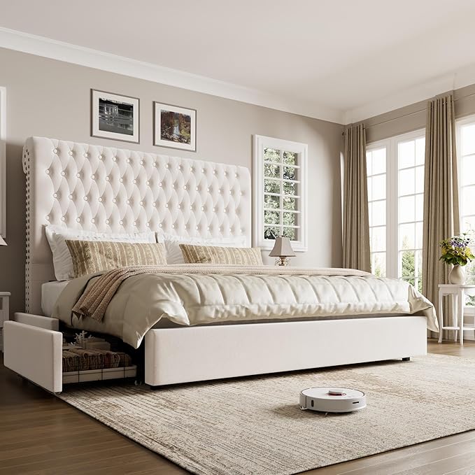 Queen Size Bed Frame 54" Tall Headboard