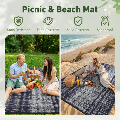 MontVoo Outdoor Rug Waterproof 9x18ft Outdoor Patio Rug Mat Reversible Plastic Straw Outside Rug Carpet Outdoor Rugs for RV Camping Picnic Beach Balcony Porch Deck