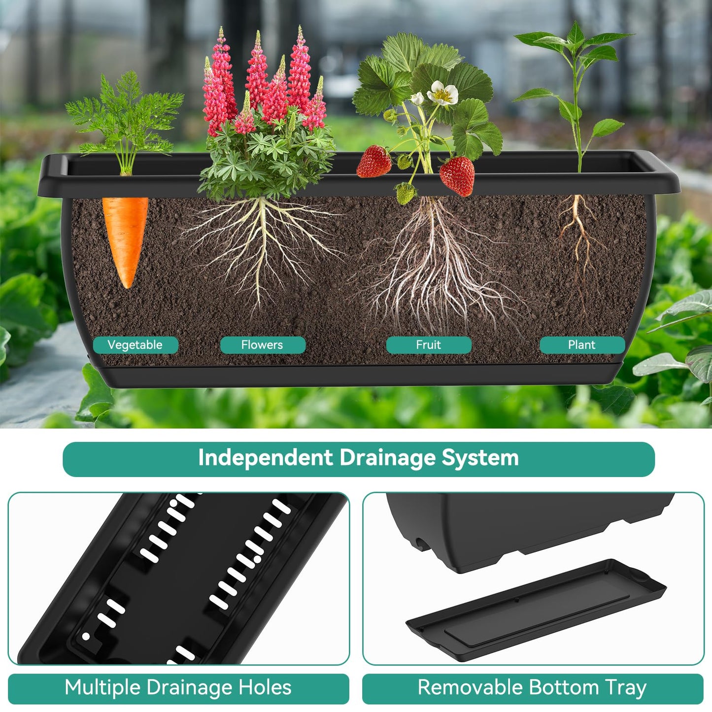 CADUKE Raised Garden Bed, Garden Raised Planter Box with Legs, 32" Elevated Vegetable Garden Beds with Drainage Holes & Trellis, Herb Garden Planter Outdoor for Vegetables, Balcony, Patio, Black