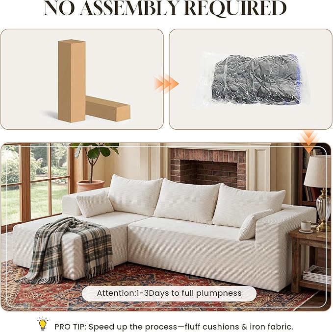 106" Cloud Sectional Boneless Couches