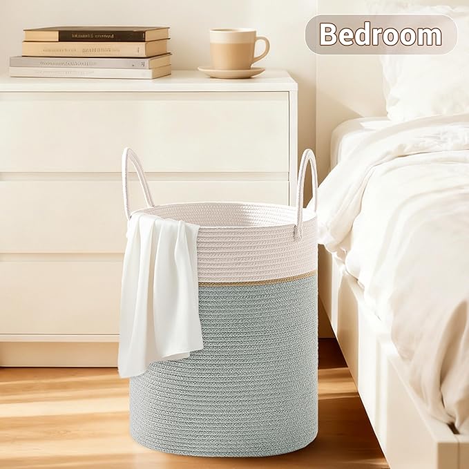 Tall Laundry Basket with Handles, 88L Portable Dirty Clothes Hamper, Boho