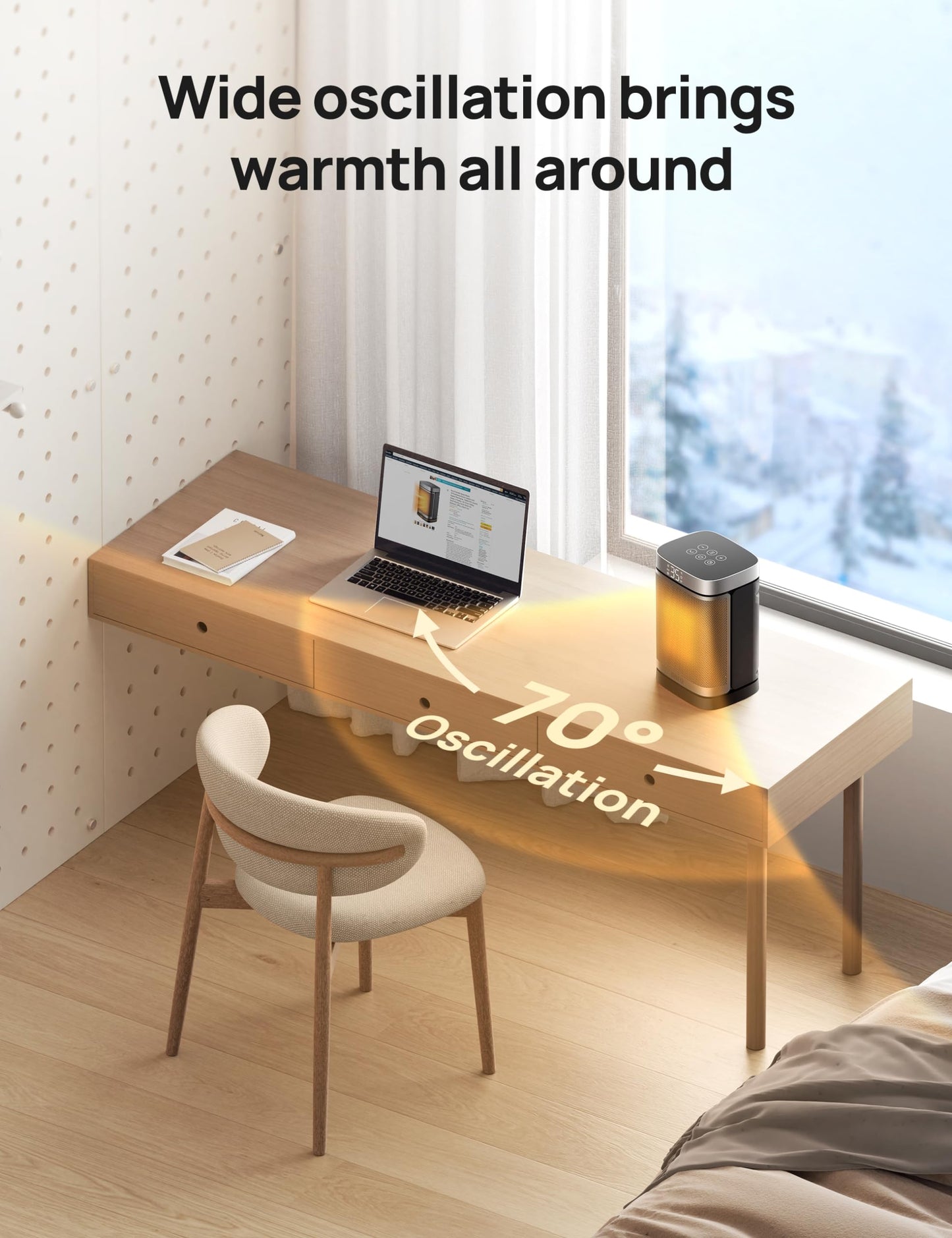 Dreo Electric Space Heater, 70° Oscillating Portable Heaters for Home, 1500W PTC Ceramic Heater with Thermostat, Remote Control, 3-Mode 3-Speed, 1-12H Timer, Overheat & Tip-Over Protection, ECO-Mode