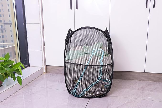 Foldable Mesh Popup Laundry Hamper, Laundry Basket Easy to Open and Fold