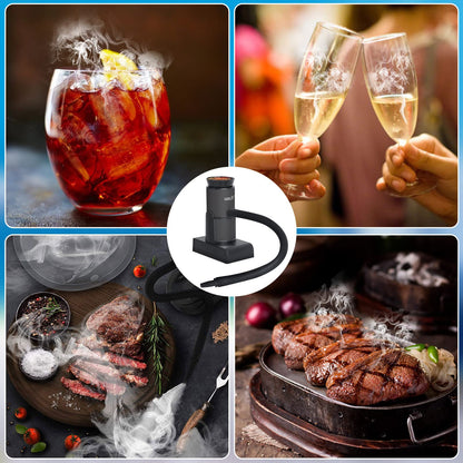 BORUiT Smoking Gun Food Smoker Portable Wood Smoke Infuser with Wood Chips, Food Kitchen Smoker for Sous Vide Meat Salmon Cocktails Cheese BBQ Grill, Great for Foodie Gifts