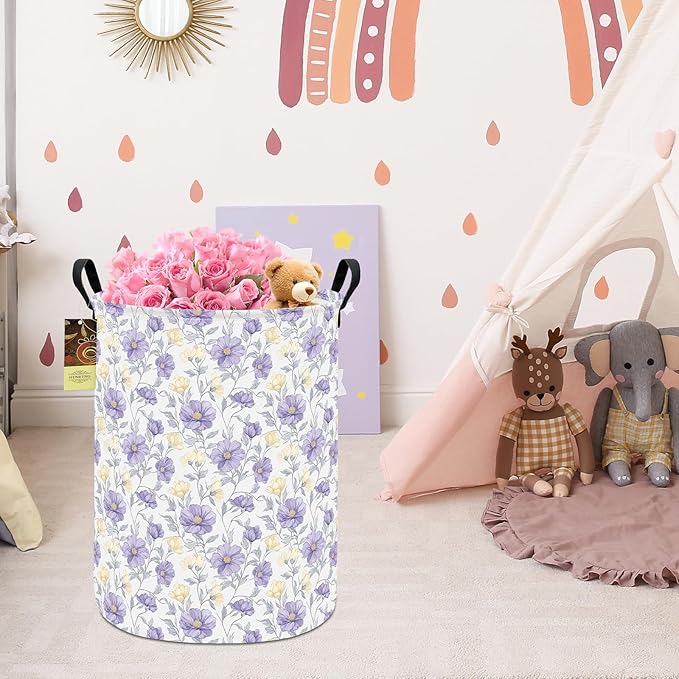 HUNRUNG Laundry Hamper, Large Canvas Fabric Lightweight Storage Basket Toy