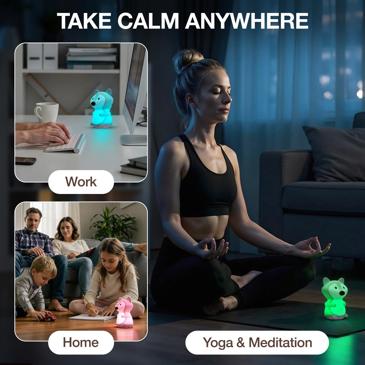 Speaking Breathing Lamp with Guided Meditation & Calming Light | Stress & Anxiety Relief Tool for Adults & Kids | Box Breathing, Sleep, Relaxation & Focus Exercise Device | Self Care Gift