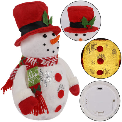 Cllayees 13.5 Inch Lighted Christmas Table Decorations, LED Lighting Snowman Tabletop Figurine, Winter Xmas Decor for Home Indoor Kitchen Room Holiday Party