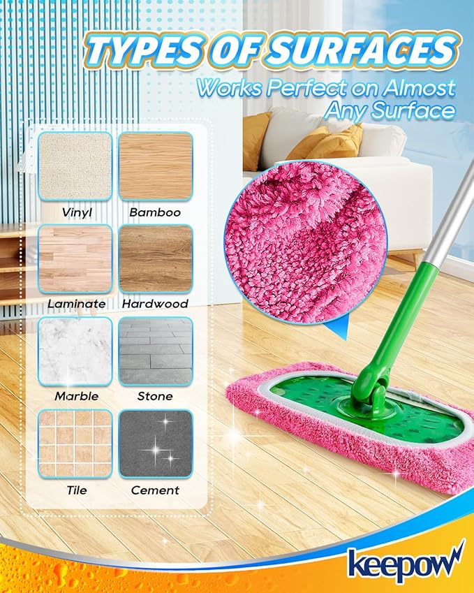 Keepow 8 Pack Reusable Mop Pads Compatible