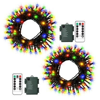 DBFAIRY 2Pack String Lights Battery Operated with Remote for Xmas,Multicolor 16.4ft