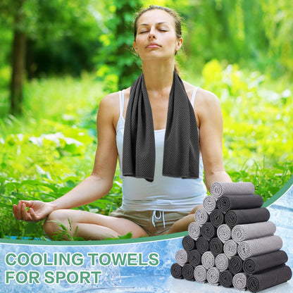 BBTO 80 Pcs 32 x 12 Inch Microfiber Cooling Towels, Ice Cold Towel for Neck and Face Breathable Chilly for Yoga, Sport, Gym, Workout, Camping and More Activities(Dark Gray and Light Gray)