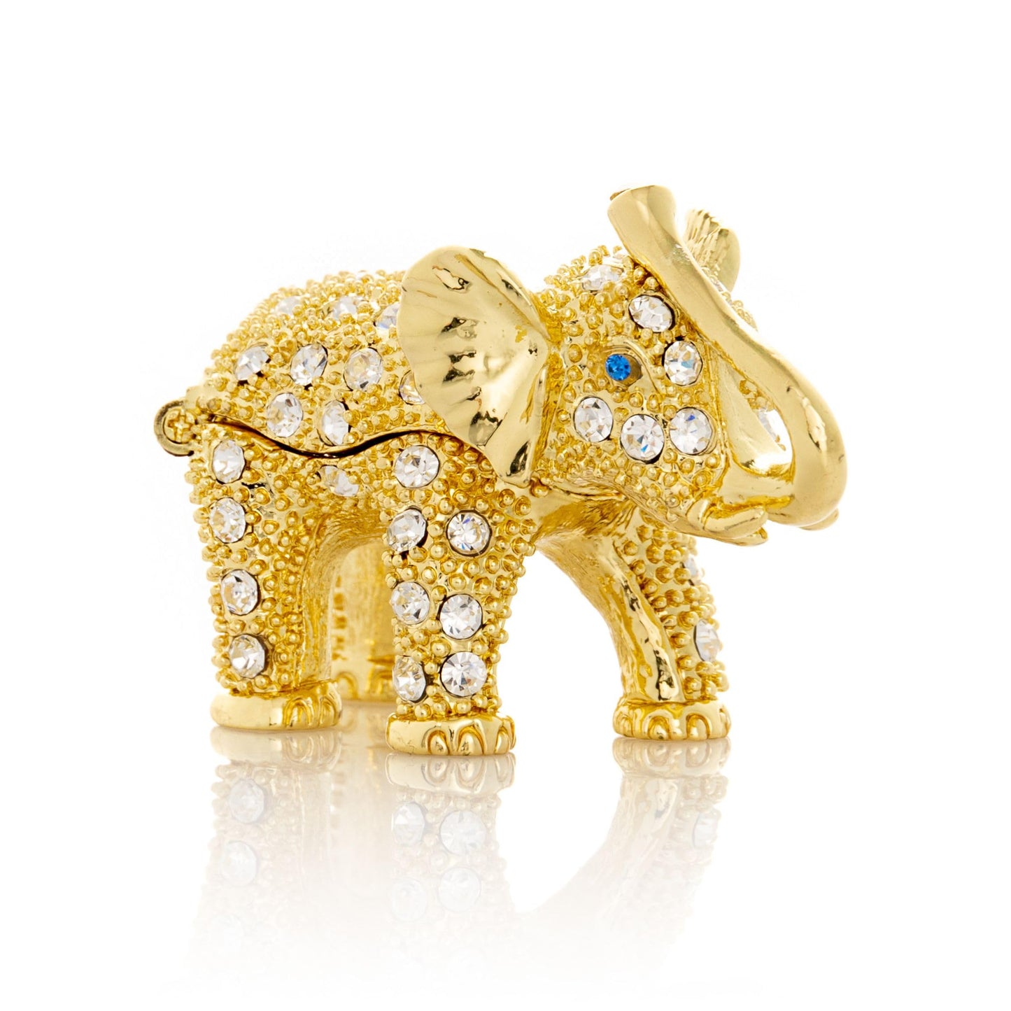 Keren Kopal Miniature Golden Elephant Trinket Box Faberge Style Animal Figurine Collectible for Collectors, Decorators, Enthusiasts Original Gift Idea