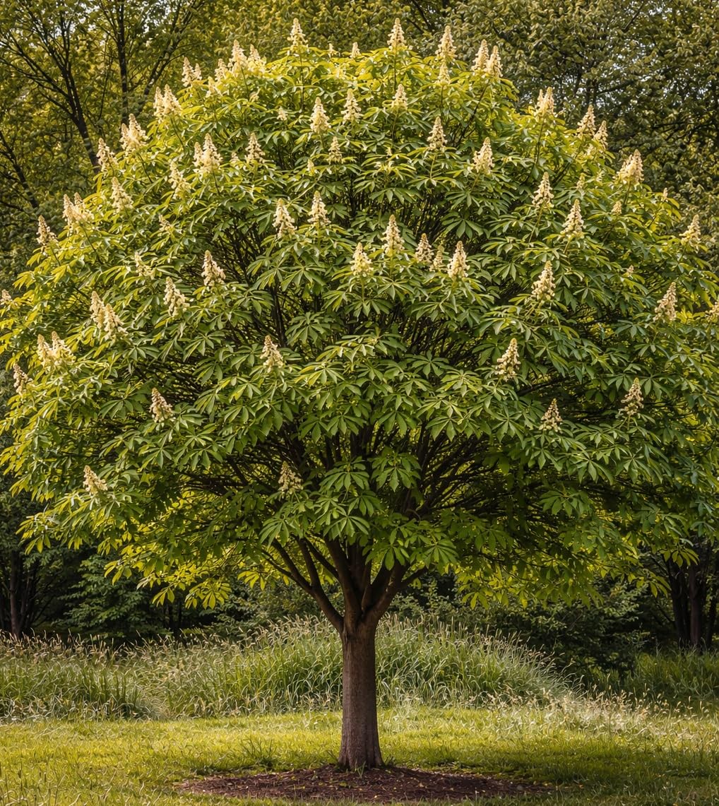 Ohio Buckeye (Aesculus glabra) Live Tree Plants to Grow | Native Shade Tree with Unique Nuts | Hardy Wildlife-Friendly Landscape Tree (2 Trees)