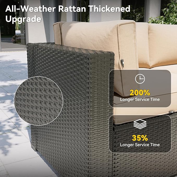 Aoxun Patio Furniture Set, 7 Piece Outdoor Sectional Sofas