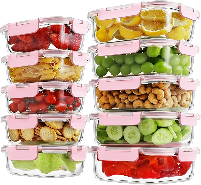 10 Pack Borosilicate Glass Meal Prep Containers