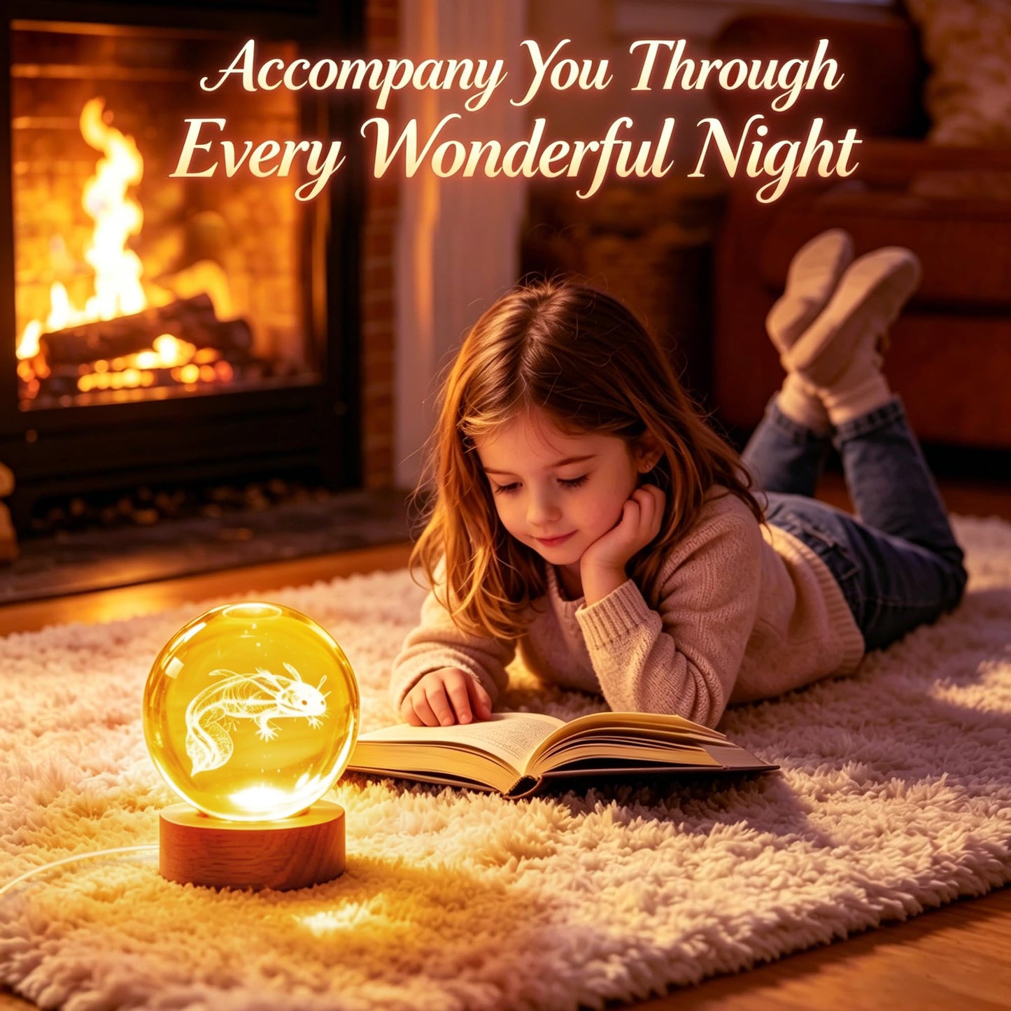 Ddlisu Axolotl Night Light, 3.15 inch 3D K9 Crystal Ball Lamp, 16 Colors Change, Wooden Base, Axolotl Lamp with Remote Control, Birthday Holiday Gifts for Boys Girls Friends