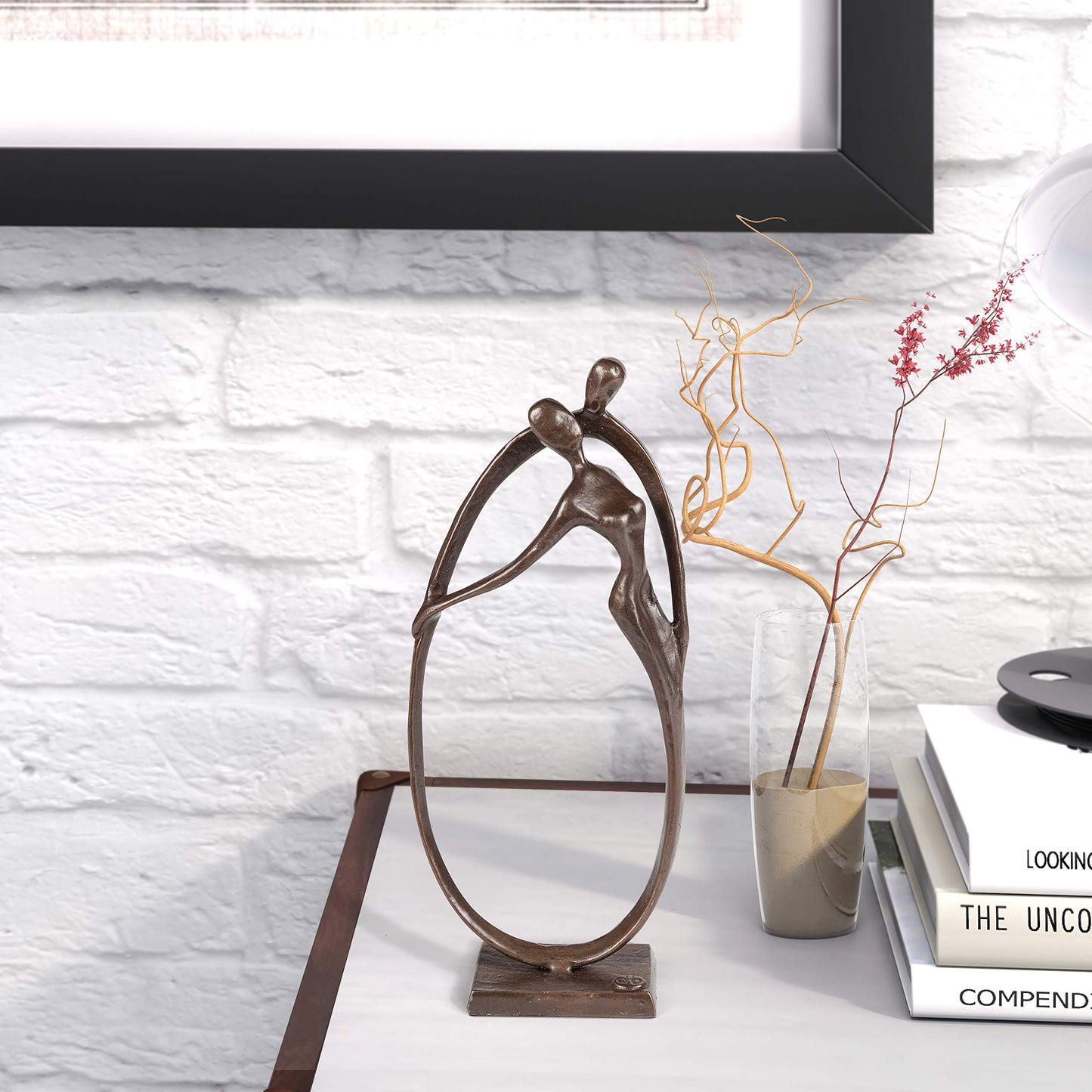 Danya B. Circle of Love Bronze Sculpture - Contemporary Home Decor Modern and Elegant Couple Embrace Eternal for Wedding, Anniversary, Birthday or Gift