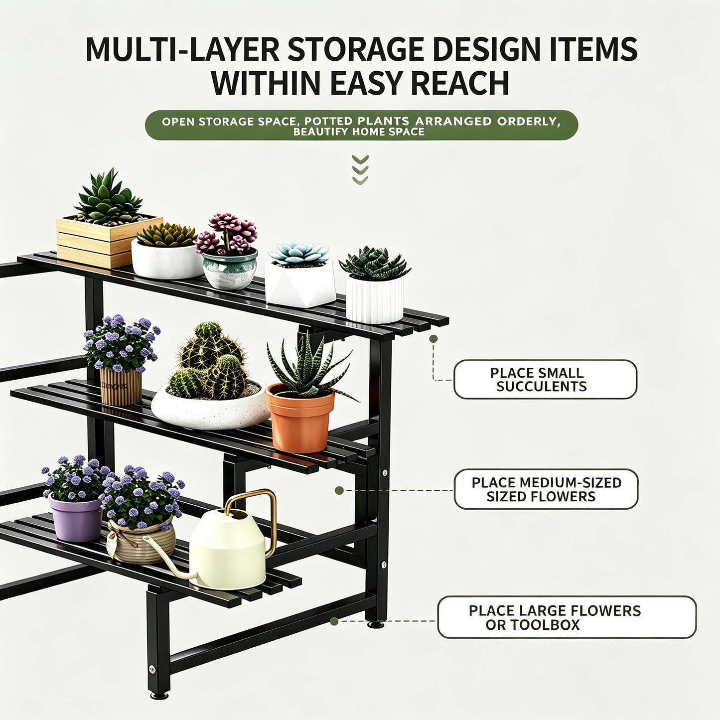 DYRABREST 4 Tier Metal Plant Stand, 39.4 Inch Tall Black Iron Garden Display Shelf for Indoor Outdoor, Heavy Duty Ladder Planter Rack for Potted Plants, Succulents, Flowers, Living Room Balcony Patio