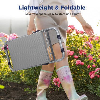 Tovve Upgraded Garden Kneeler and Seat with Thicken & Widen Soft Kneeling Pad, Heavy-Duty Foldable Garden Stool with Large Garden Tool Bag, Portable Garden Bench Gardening Gifts for Women, Seniors